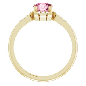 14K Yellow Gold Natural Pink Tourmaline & 1/6 CTW Natural Diamond Ring