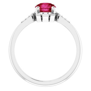 Platinum Lab-Grown Ruby & 1/6 CTW Natural Diamond Ring