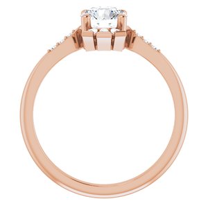 14K Rose Gold Natural White Sapphire & 1/6 CTW Natural Diamond Ring