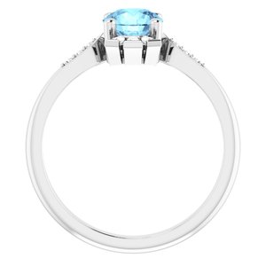 Platinum Natural Aquamarine & 1/6 CTW Natural Diamond Ring
