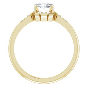 14K Yellow Gold Natural White Sapphire & 1/6 CTW Natural Diamond Ring