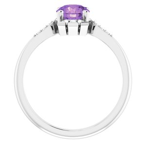 Platinum Natural Amethyst & 1/6 CTW Natural Diamond Ring