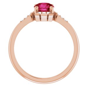 14K Rose Gold Lab-Grown Ruby & 1/6 CTW Natural Diamond Ring