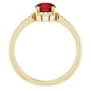 14K Yellow Gold Natural Mozambique Garnet & 1/6 CTW Natural Diamond Ring