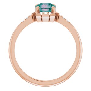 14K Rose Gold Lab-Grown Alexandrite & 1/6 CTW Natural Diamond Ring