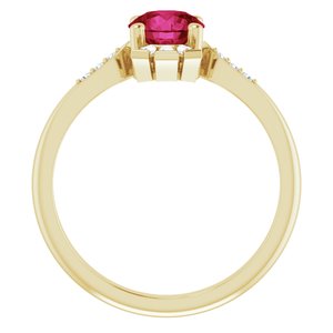 14K Yellow Gold Lab-Grown Ruby & 1/6 CTW Natural Diamond Ring