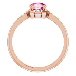 14K Rose Gold Natural Pink Tourmaline & 1/6 CTW Natural Diamond Ring