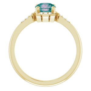 14K Yellow Gold Lab-Grown Alexandrite & 1/6 CTW Natural Diamond Ring