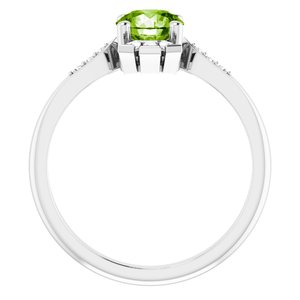 Platinum Natural Peridot & 1/6 CTW Natural Diamond Ring