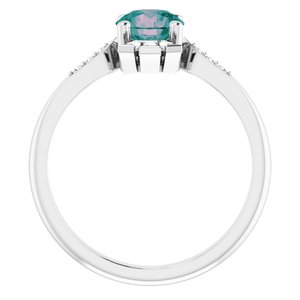 Platinum Lab-Grown Alexandrite & 1/6 CTW Natural Diamond Ring