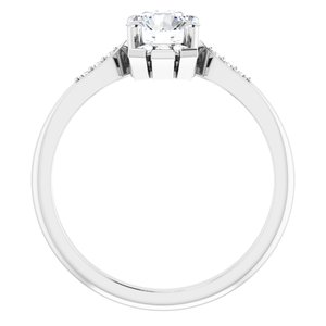 14K White Gold Natural White Sapphire & 1/6 CTW Natural Diamond Ring