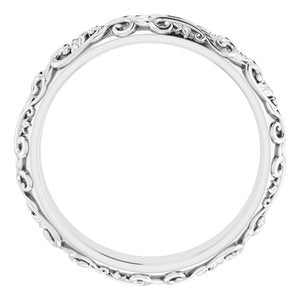 Sterling Silver 5 mm Milgrain Sculptural Half Round Band Size 8