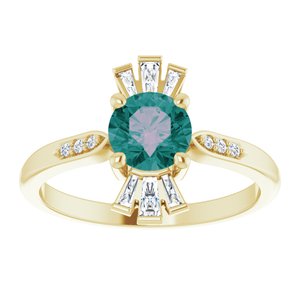 14K Yellow Gold Lab-Grown Alexandrite & 1/6 CTW Natural Diamond Ring
