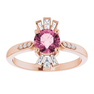 14K Rose Gold Natural Pink Tourmaline & 1/6 CTW Natural Diamond Ring