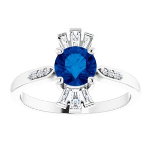 Platinum Lab-Grown Blue Sapphire & 1/6 CTW Natural Diamond Ring