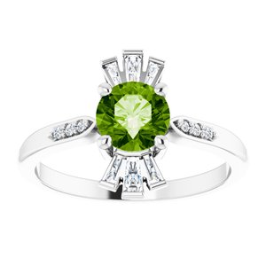 Platinum Natural Peridot & 1/6 CTW Natural Diamond Ring