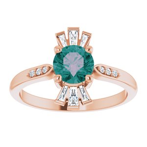 14K Rose Gold Lab-Grown Alexandrite & 1/6 CTW Natural Diamond Ring