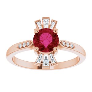 14K Rose Gold Lab-Grown Ruby & 1/6 CTW Natural Diamond Ring