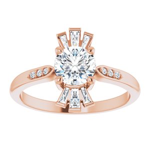 14K Rose Gold Natural White Sapphire & 1/6 CTW Natural Diamond Ring