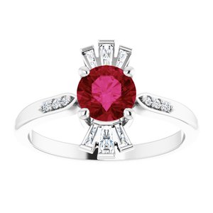 Platinum Lab-Grown Ruby & 1/6 CTW Natural Diamond Ring