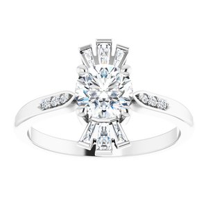 Sterling Silver Natural White Sapphire & 1/6 CTW Natural Diamond Ring