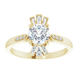 14K Yellow Gold Natural White Sapphire & 1/6 CTW Natural Diamond Ring