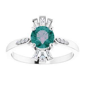 14K White Gold Lab-Grown Alexandrite & 1/6 CTW Natural Diamond Ring