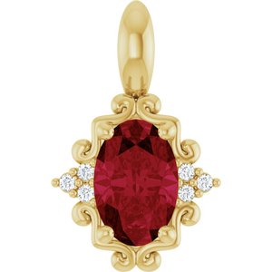 14K Yellow Gold Natural Ruby & .015 CTW Natural Diamond Pendant