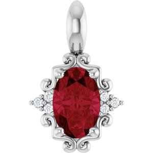 14K White Gold Natural Ruby & .015 CTW Natural Diamond Pendant