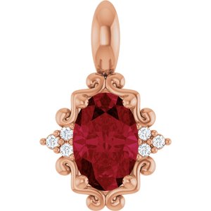 14K Rose Gold Natural Ruby & .015 CTW Natural Diamond Pendant
