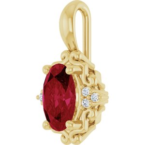 14K Yellow Gold Natural Ruby & .015 CTW Natural Diamond Pendant
