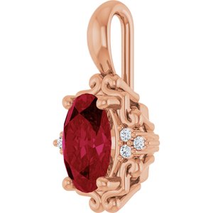 14K Rose Gold Natural Ruby & .015 CTW Natural Diamond Pendant