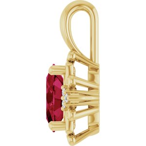 14K Yellow Gold Natural Ruby & .015 CTW Natural Diamond Pendant
