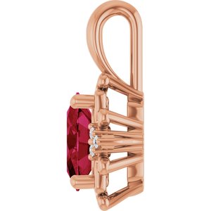 14K Rose Gold Natural Ruby & .015 CTW Natural Diamond Pendant