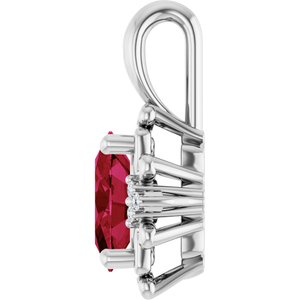 Platinum Natural Ruby & .015 CTW Natural Diamond Pendant