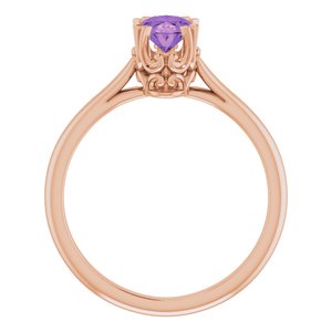 14K Rose Gold 7x5 mm Natural Amethyst Ring