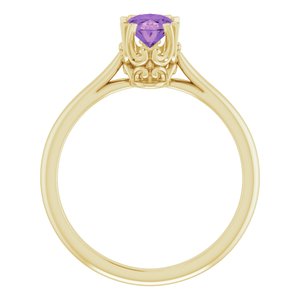 14K Yellow Gold 7x5 mm Natural Amethyst Ring