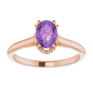 14K Rose Gold 7x5 mm Natural Amethyst Ring
