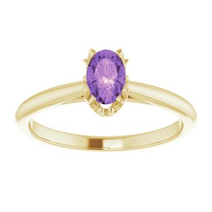 14K Yellow Gold 6x4 mm Natural Amethyst Ring