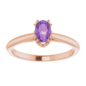 14K Rose Gold 6x4 mm Natural Amethyst Ring