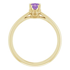 14K Yellow Gold 6x4 mm Natural Amethyst Ring