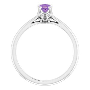 14K White Gold 6x4 mm Natural Amethyst Ring