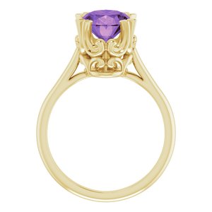 14K Yellow Gold 10x8 mm Natural Amethyst Ring