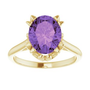 14K Yellow Gold 10x8 mm Natural Amethyst Ring