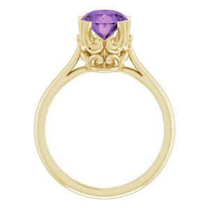 14K Yellow Gold 9x7 mm Natural Amethyst Ring