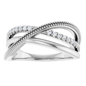 Sterling Silver 1/5 CTW Natural Diamond Criss-Cross Ring