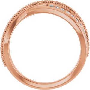 14K Rose Gold 1/5 CTW Natural Diamond Criss-Cross Ring