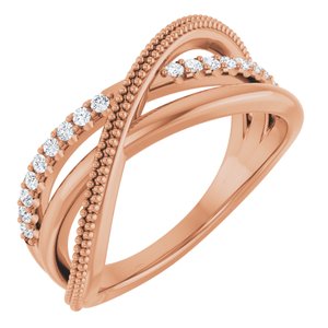 14K Rose Gold 1/5 CTW Natural Diamond Criss-Cross Ring