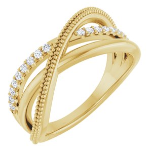 14K Yellow Gold 1/5 CTW Natural Diamond Criss-Cross Ring