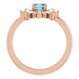 14K Rose Gold Natural London Blue Topaz & 3/8 CTW Natural Diamond Ring
